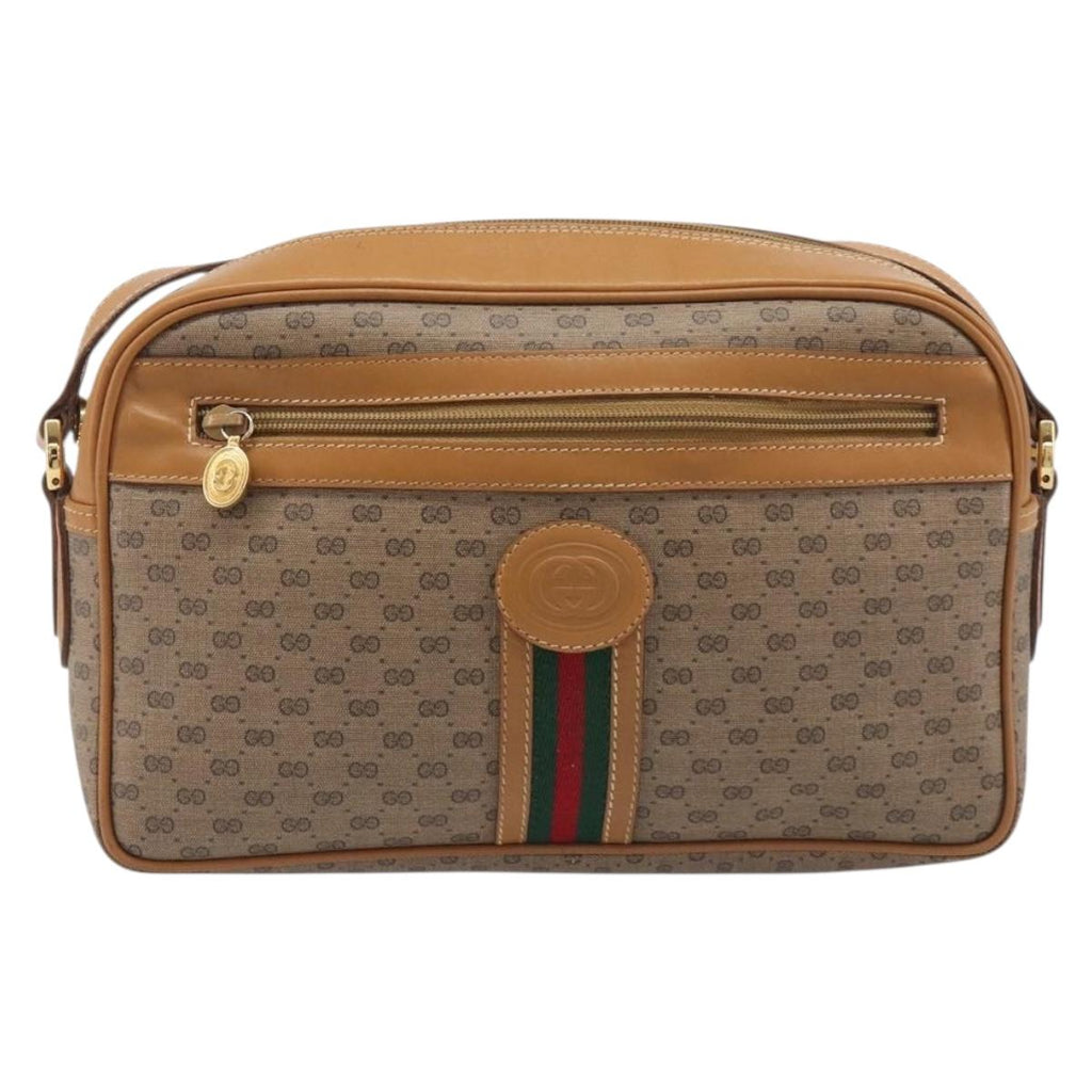 GUCCI Micro GG Supreme Web Sherry Line Bag PVC Beige 001 261 0942 Auth 211904