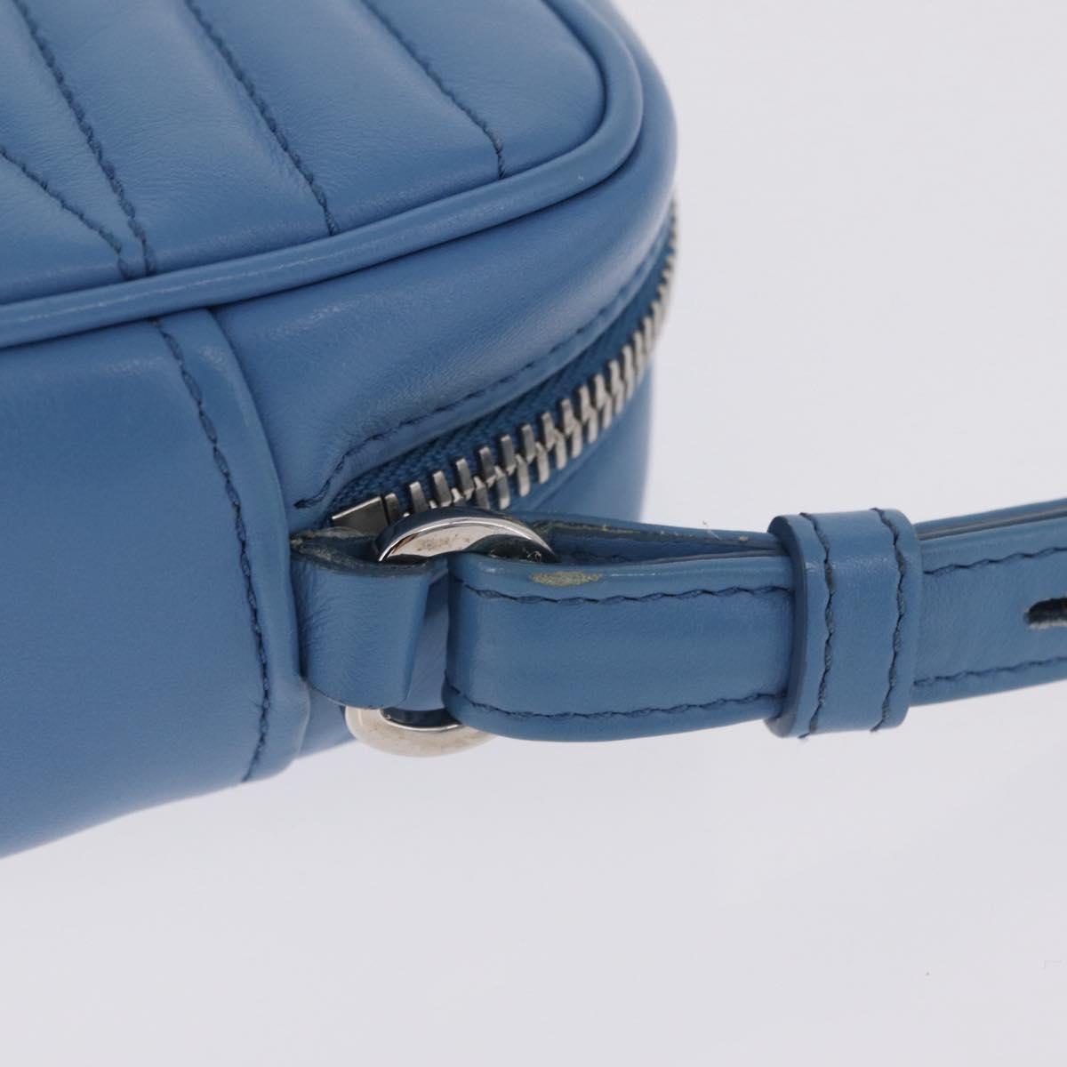 PRADA Chain Shoulder Bag Leather Light Blue Silver Auth 213060M