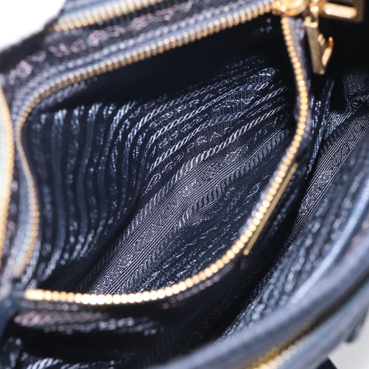 PRADA Shoulder Bag Nylon Navy Gold Auth 213147A