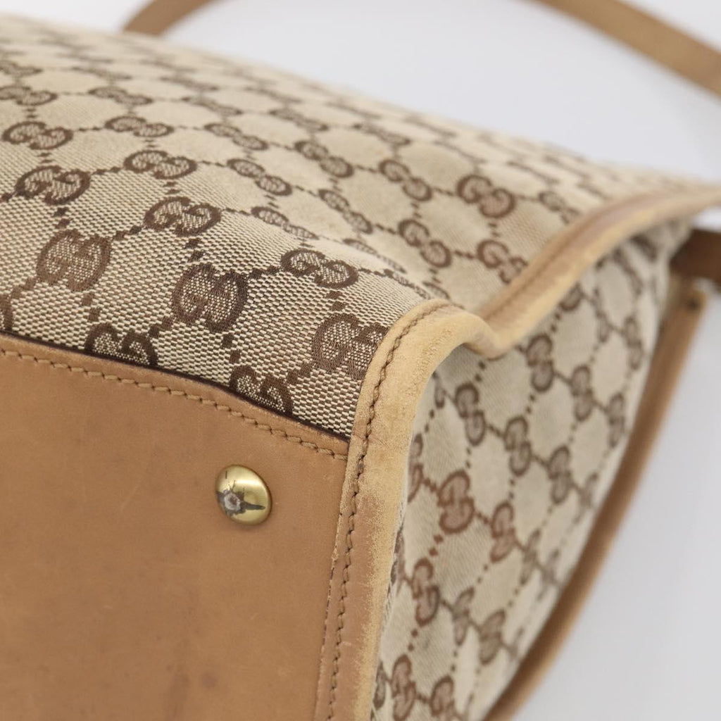 GUCCI GG Canvas Shoulder Bag Beige Gold 109101 Auth 213151