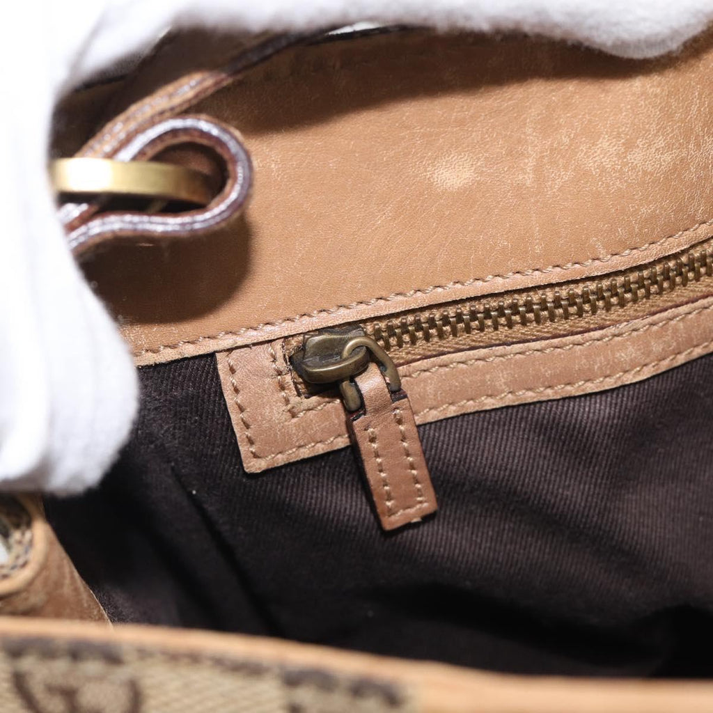 GUCCI GG Canvas Shoulder Bag Beige Gold 109101 Auth 213151