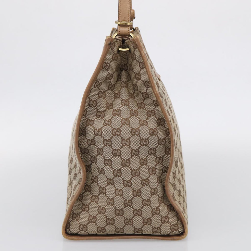 GUCCI GG Canvas Shoulder Bag Beige Gold 109101 Auth 213151