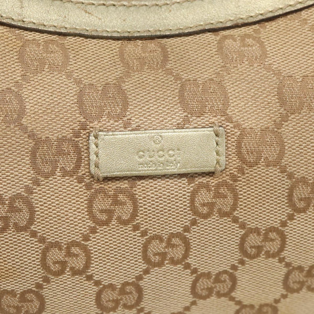 GUCCI GG Canvas Sherry Line Shoulder Bag Gold Beige 181092 Auth 213153A
