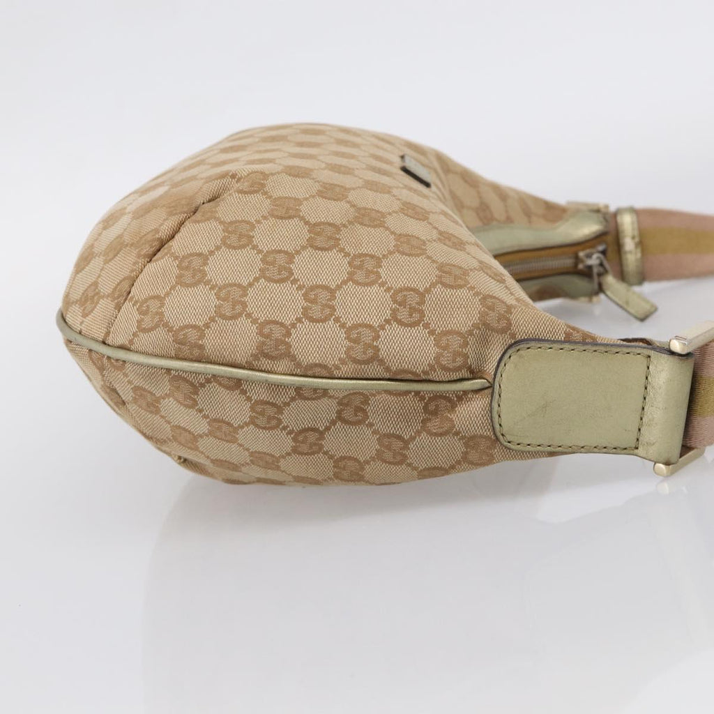 GUCCI GG Canvas Sherry Line Shoulder Bag Gold Beige 181092 Auth 213153A