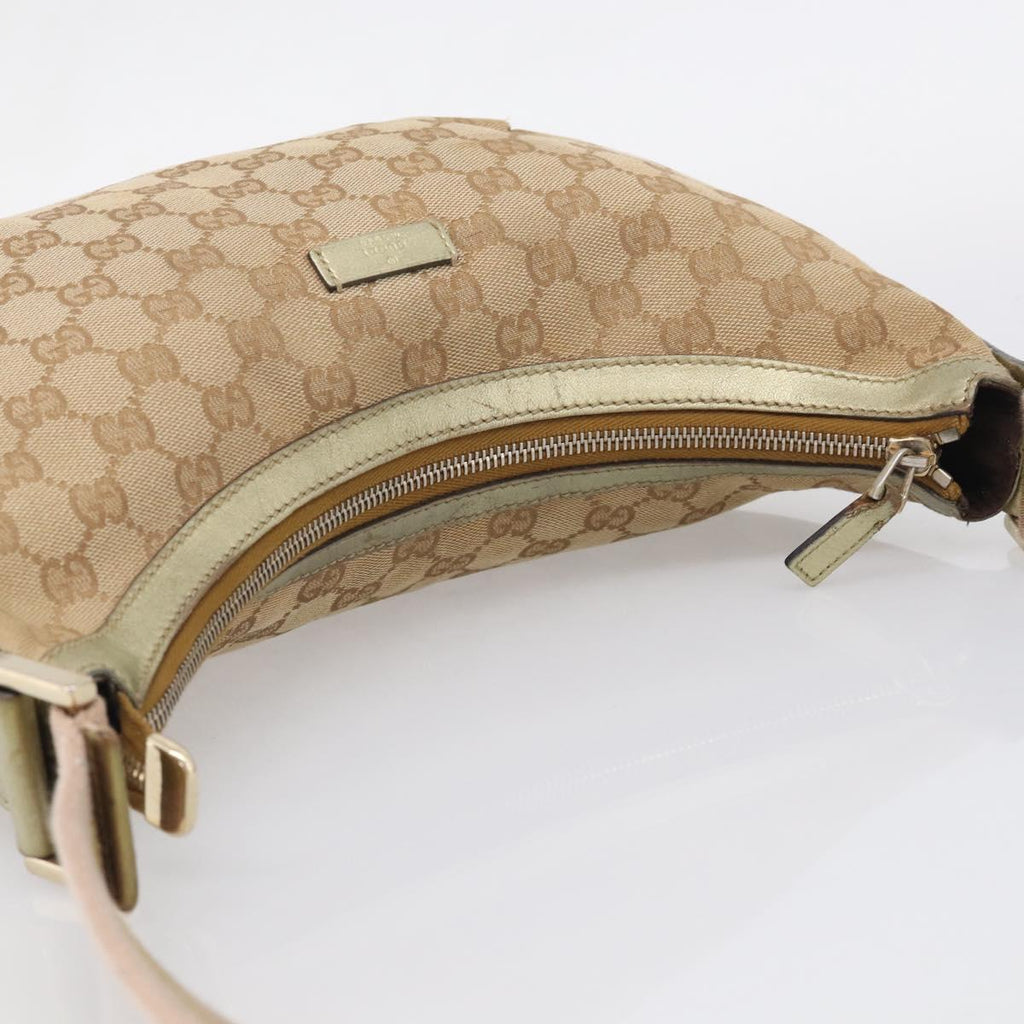 GUCCI GG Canvas Sherry Line Shoulder Bag Gold Beige 181092 Auth 213153A
