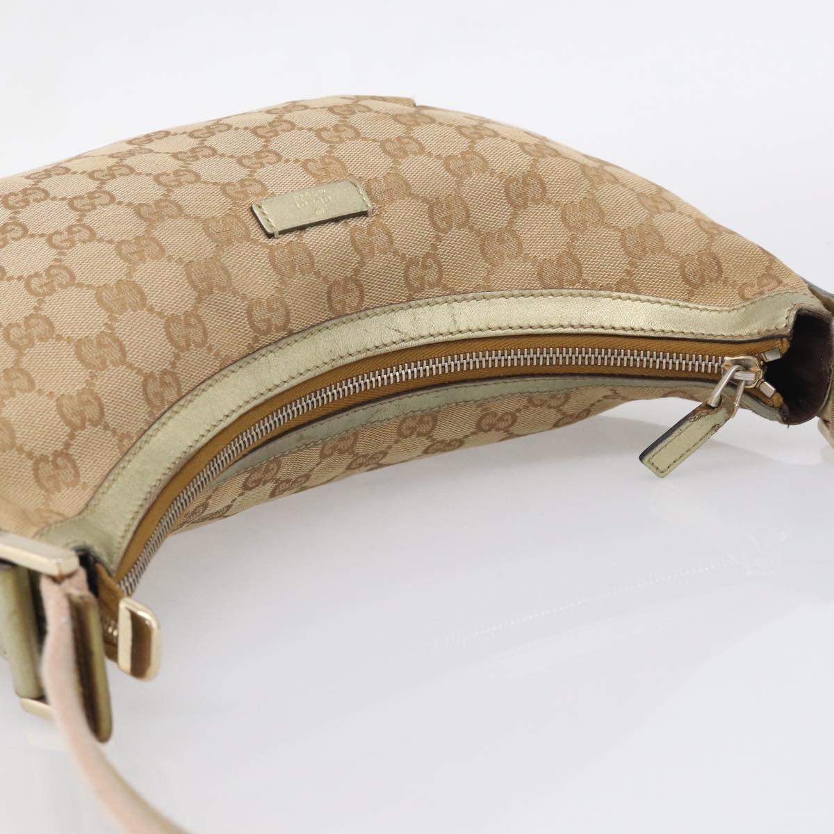 GUCCI GG Canvas Sherry Line Shoulder Bag Gold Beige 181092 Auth 213153A