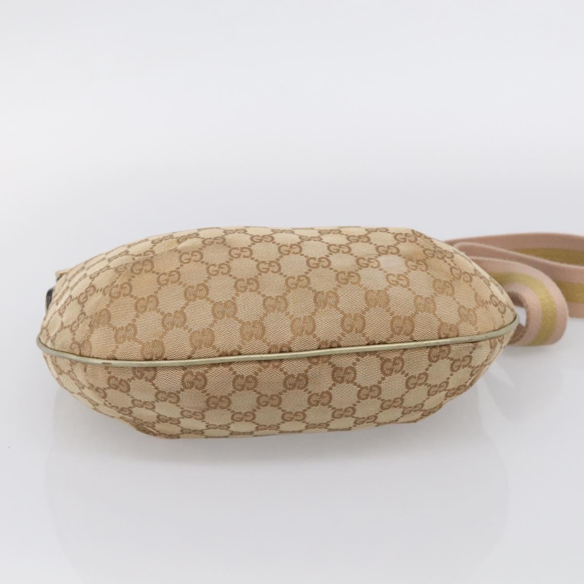GUCCI GG Canvas Sherry Line Shoulder Bag Gold Beige 181092 Auth 213153A