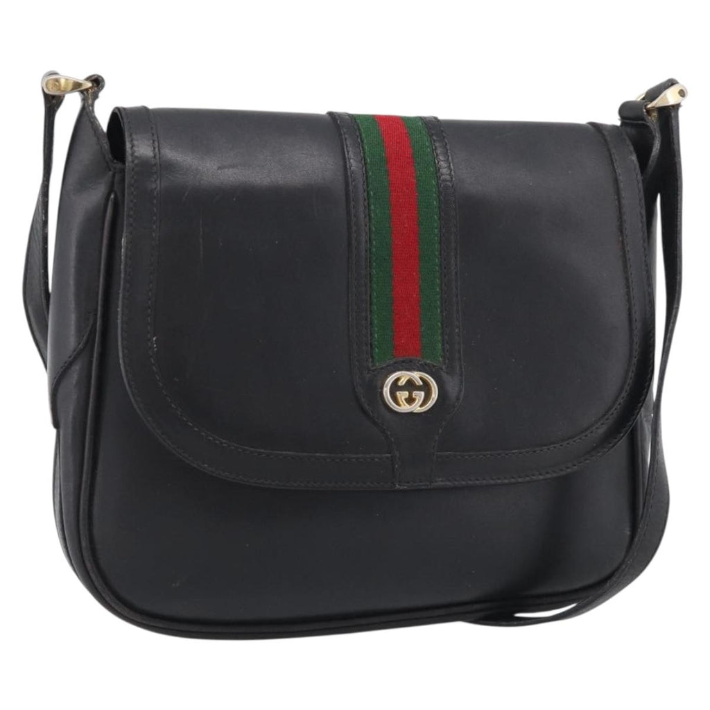 GUCCI Micro GG Supreme Web Sherry Line Bag Leather Black 001 41 4425 Auth 213166