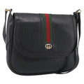 GUCCI Micro GG Supreme Web Sherry Line Bag Leather Black 001 41 4425 Auth 213166