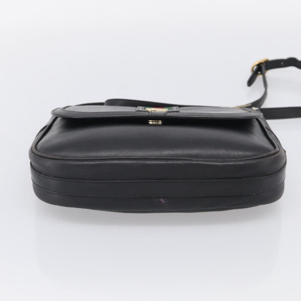 GUCCI Micro GG Supreme Web Sherry Line Bag Leather Black 001 41 4425 Auth 213166