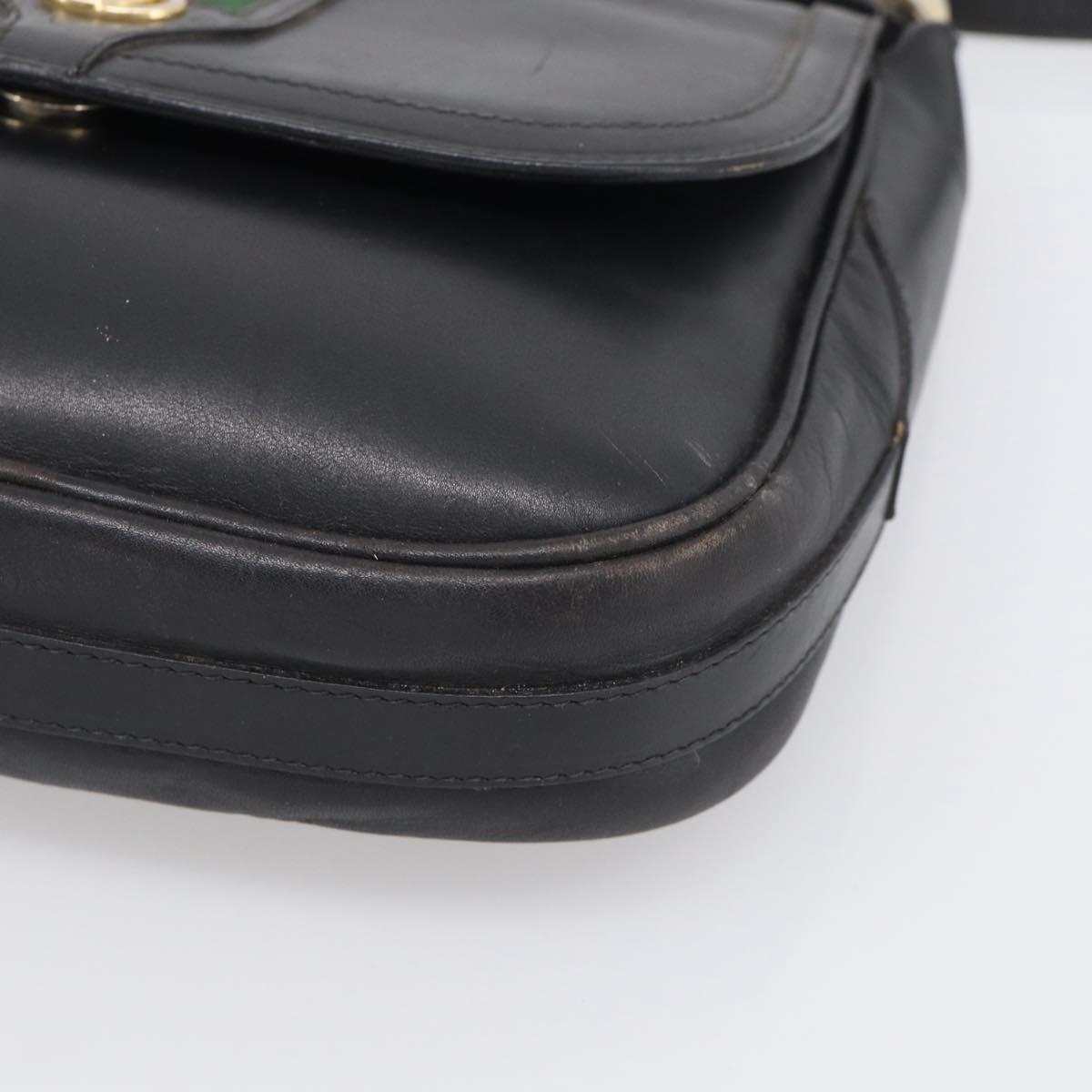 GUCCI Micro GG Supreme Web Sherry Line Bag Leather Black 001 41 4425 Auth 213166