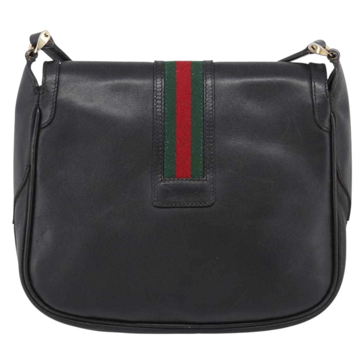 GUCCI Micro GG Supreme Web Sherry Line Bag Leather Black 001 41 4425 Auth 213166