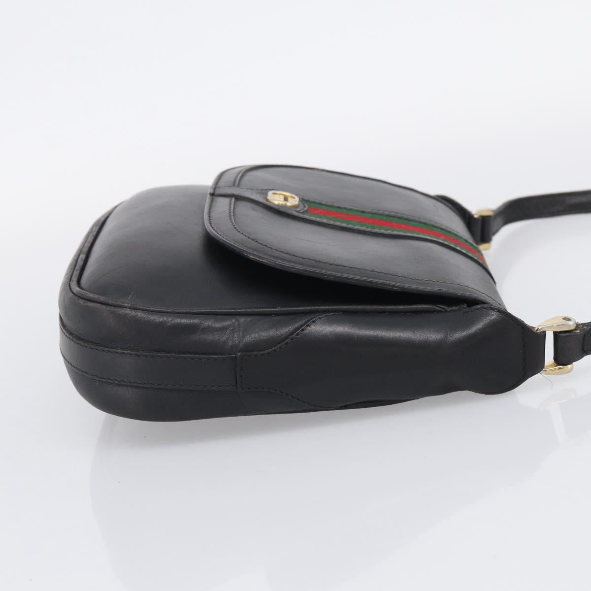 GUCCI Micro GG Supreme Web Sherry Line Bag Leather Black 001 41 4425 Auth 213166