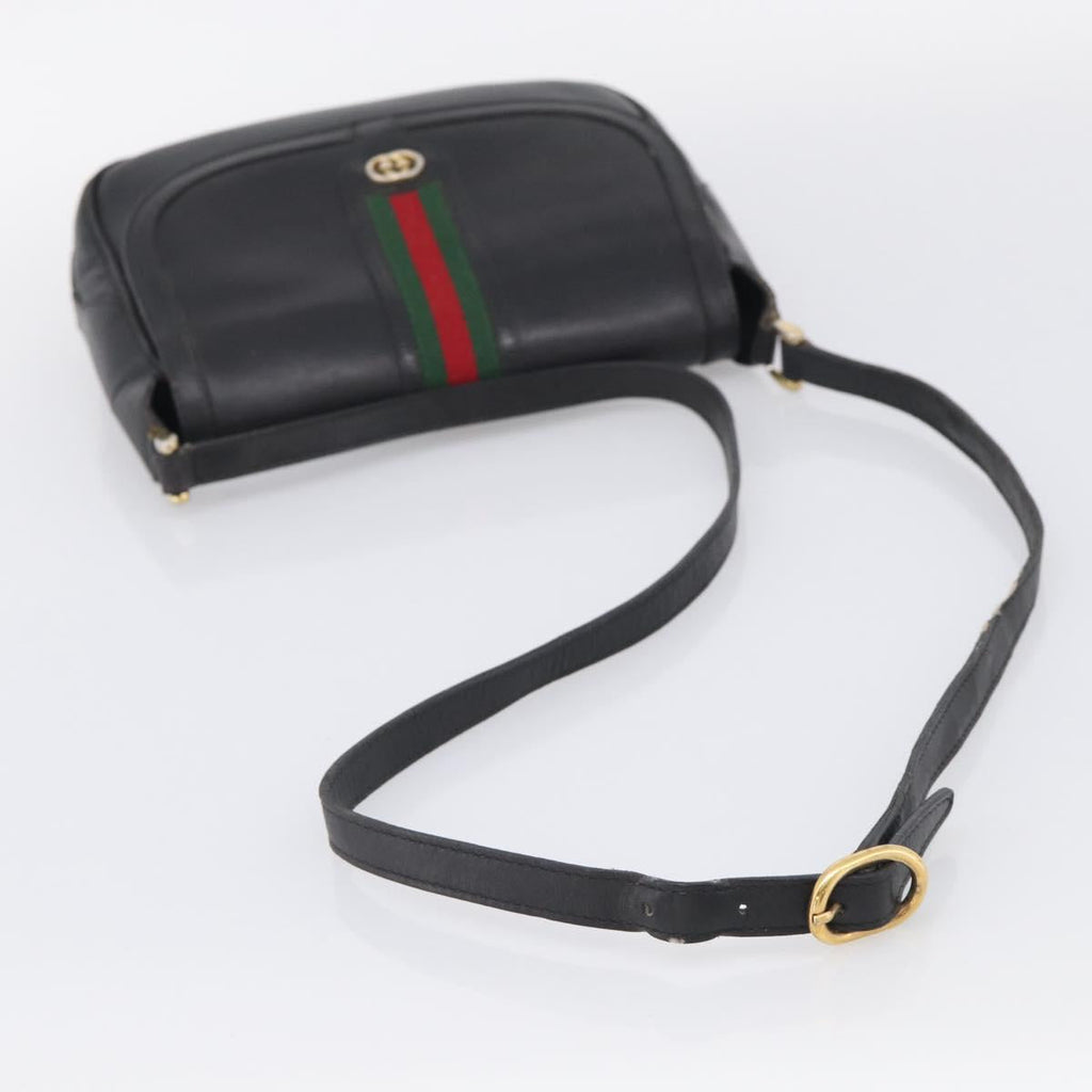 GUCCI Micro GG Supreme Web Sherry Line Bag Leather Black 001 41 4425 Auth 213166