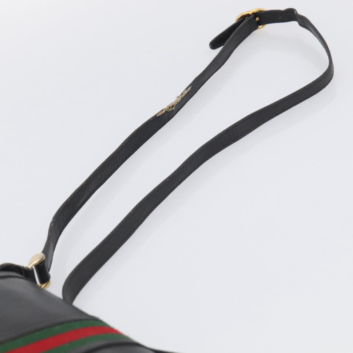 GUCCI Micro GG Supreme Web Sherry Line Bag Leather Black 001 41 4425 Auth 213166