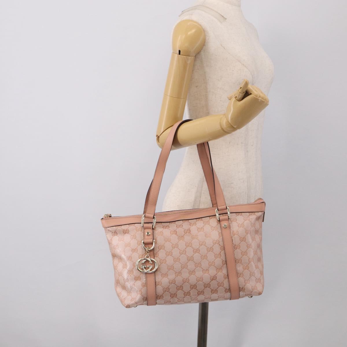 GUCCI GG Crystal Tote Bag Coated Canvas Pink Gold 141470 Auth 213177V
