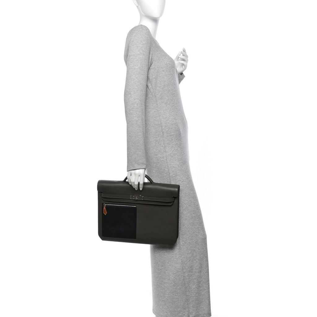 Evercolor Evergrain Barenia Kelly Depeches 36 Briefcase Vert De Gris Black Fauve