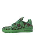 Damier Pop Grained Calfskin Mens LV Trainer Sneakers 9.5 Green