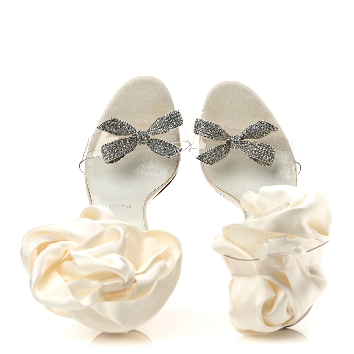 Satin Crystal PVC Astrinodo 100 Sandals 39 Ivory