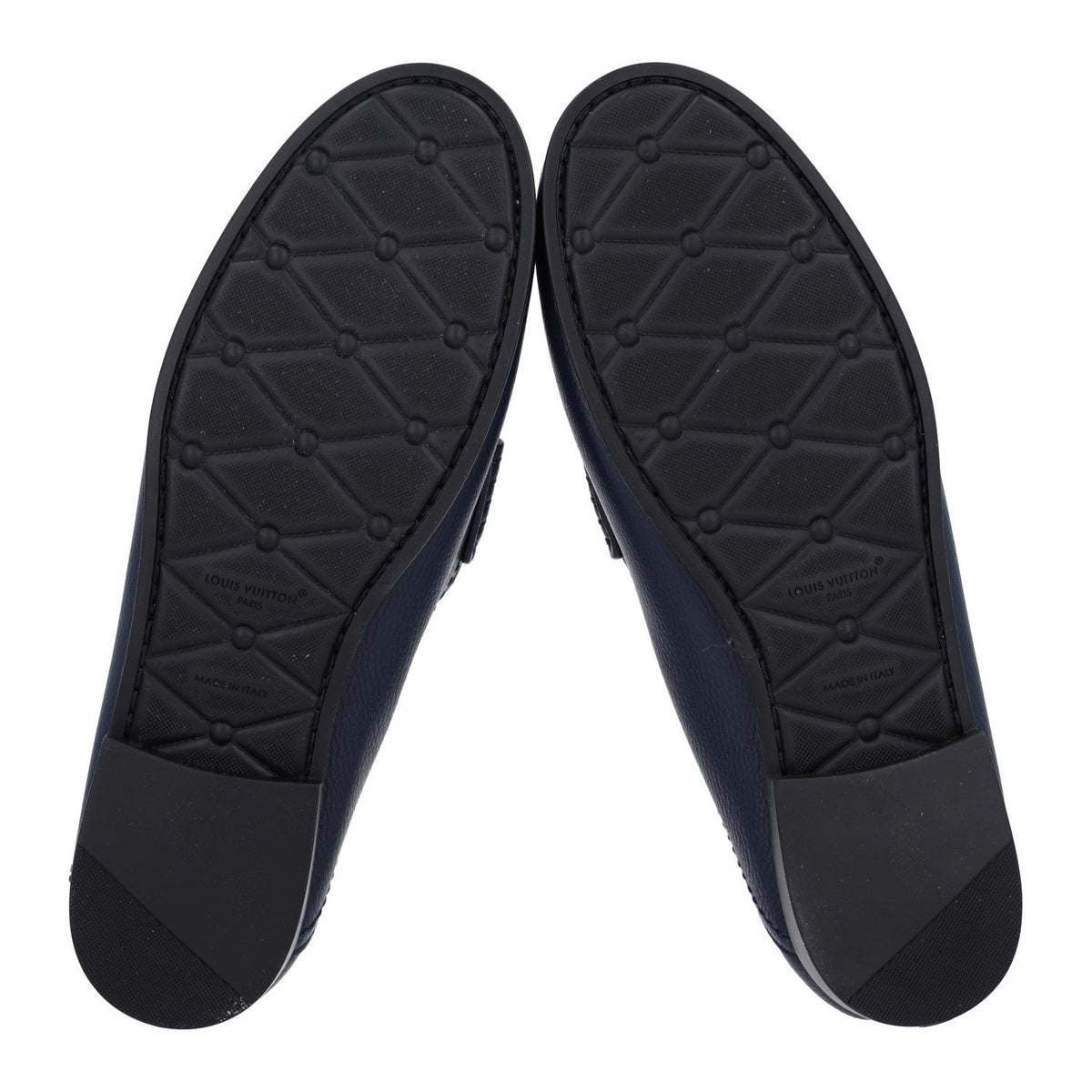 Grained Calfskin Ivy Loafers 40.5 Navy Blue