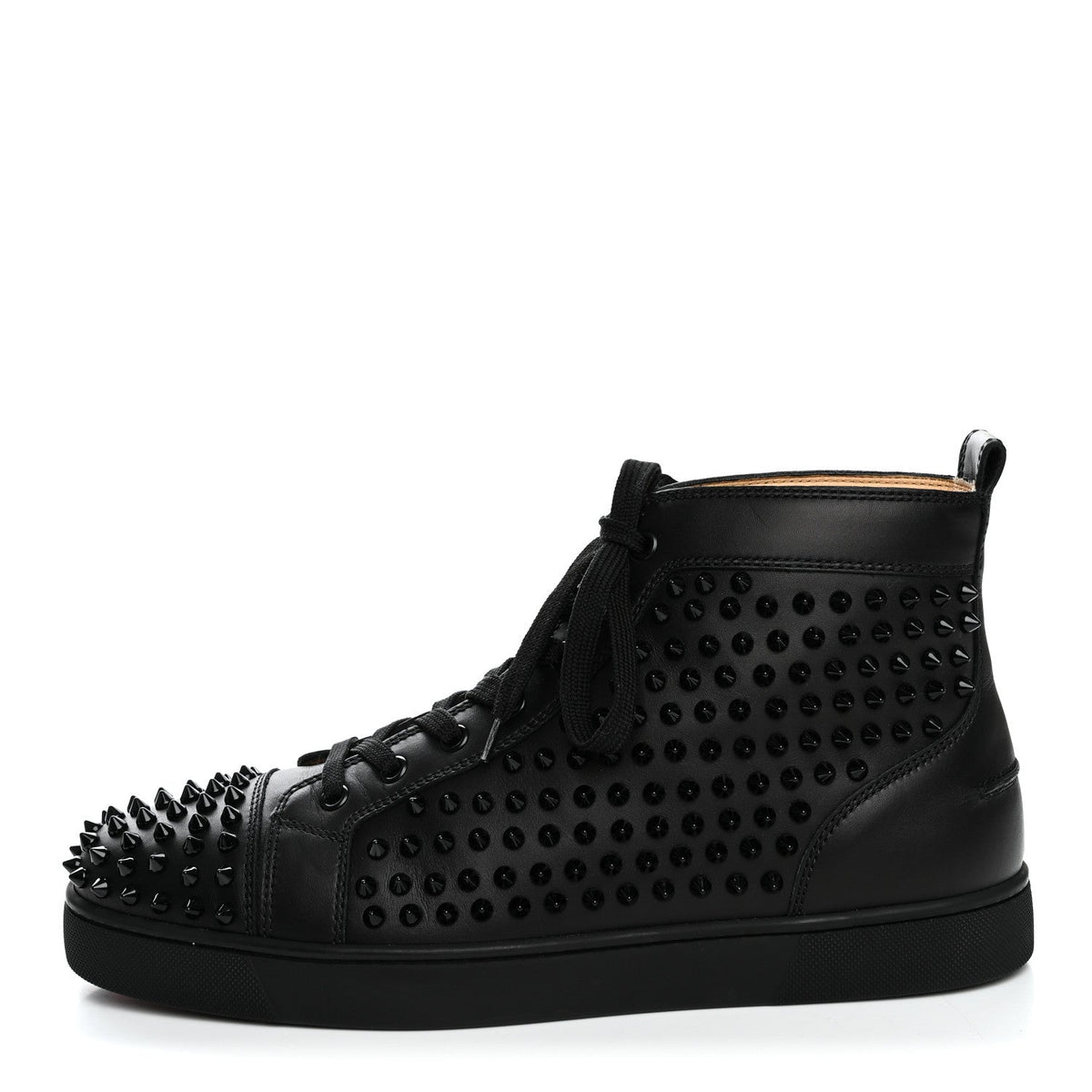 Calfskin Mens Louis Spikes Flat Sneakers 43.5 Black