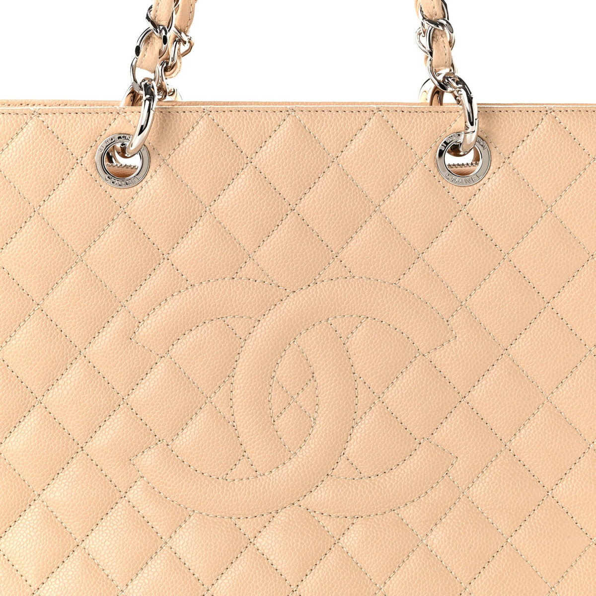Caviar Quilted Grand Shopping Tote GST Beige