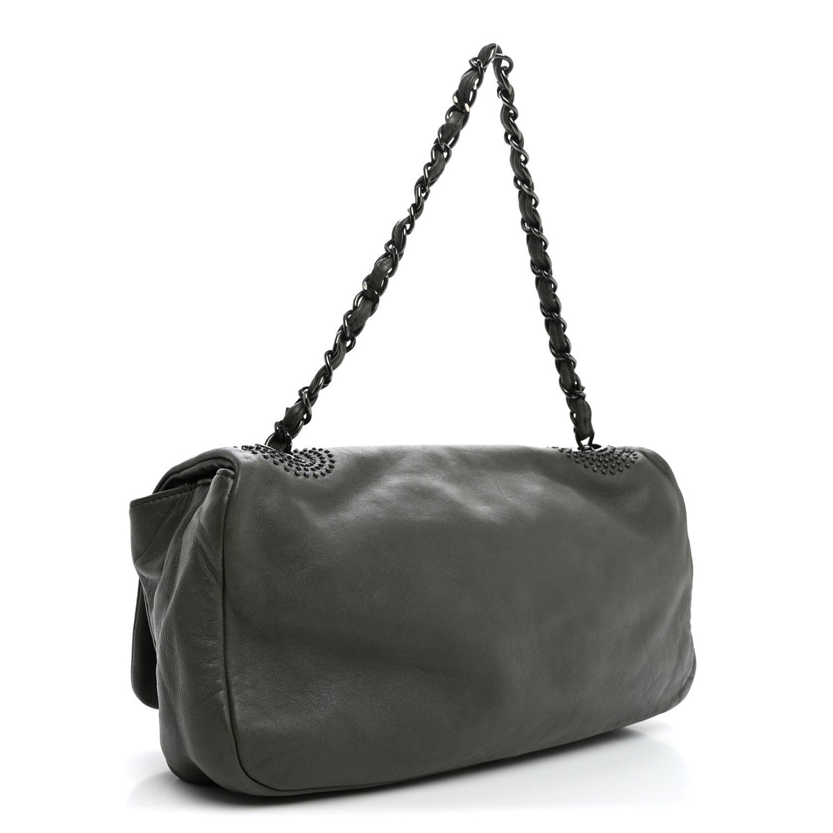 Lambskin Studded CC East West Flap Grey