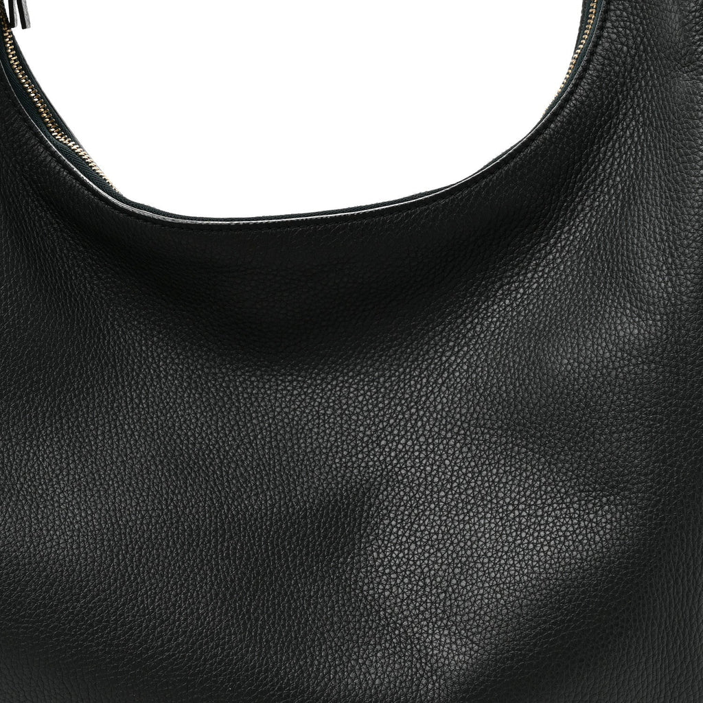 Grained Calfskin Medium Everyday Shoulder Bag Bottle Green