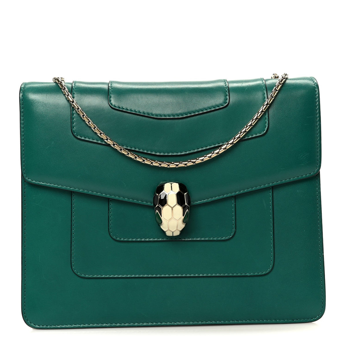 Calfskin Serpenti Forever Snake Strap Crossbody Bag Emerald Green