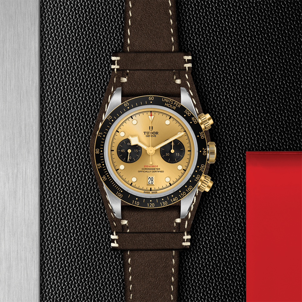 Black Bay Chrono S&G 41mm - Champagne on Brown Leather Strap