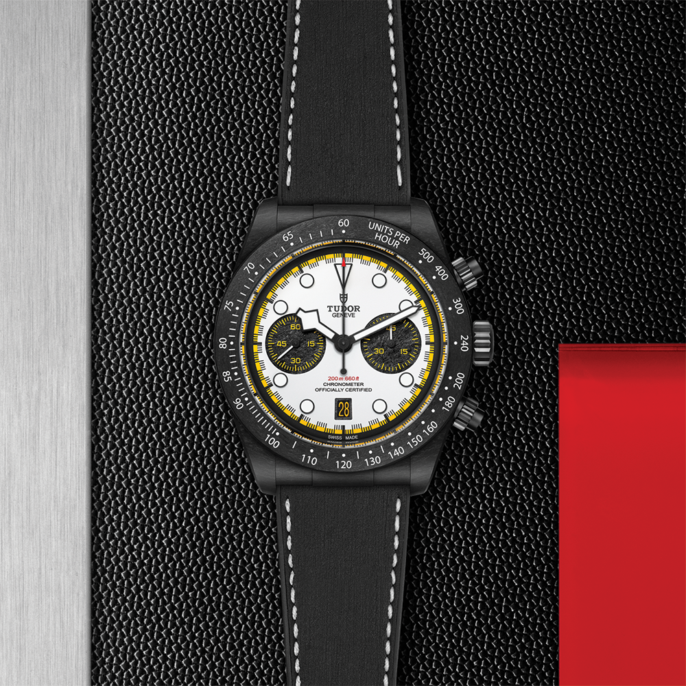 Black Bay Chrono "Carbon 26" 42mm - White on Rubber/Leather Strap
