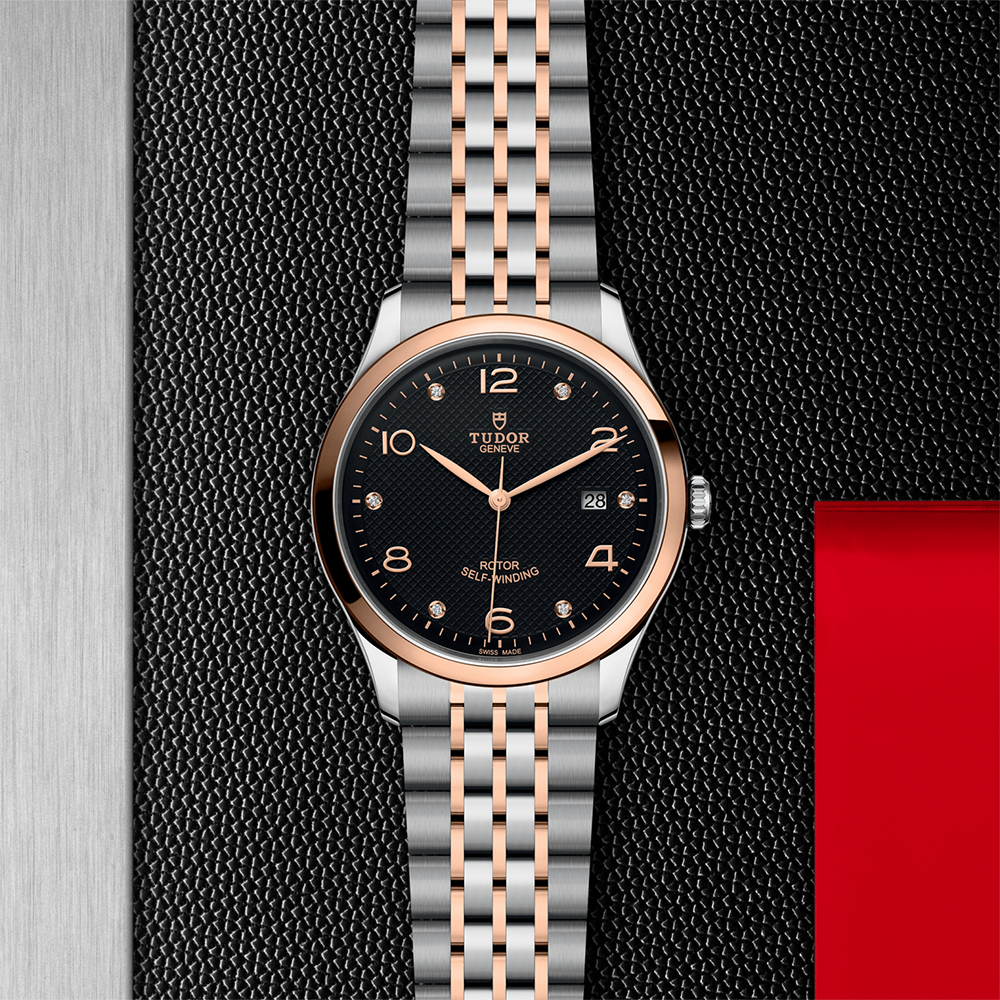 1926 Rose Gold Two-Tone 41mm - Black, Diamond-Set on Bracelet