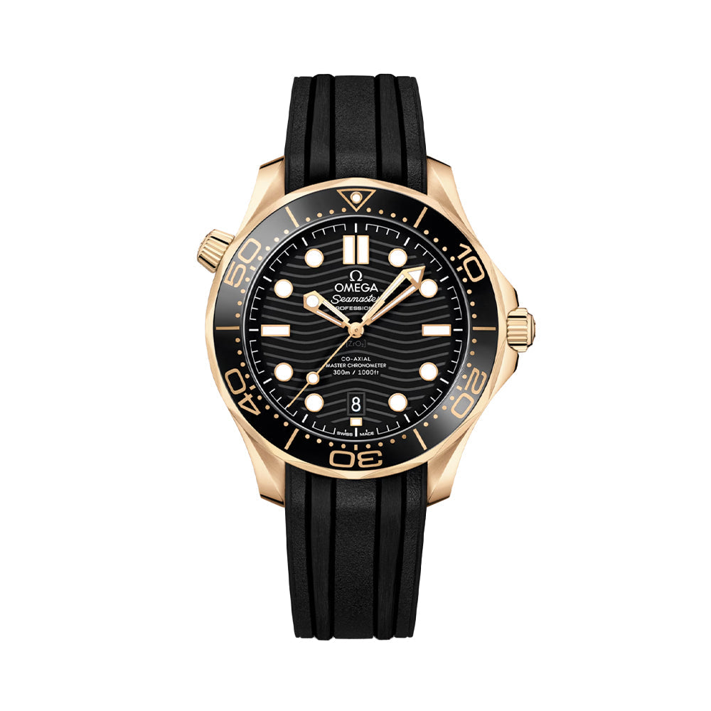 Seamaster Diver 300M Moonshine™ Gold 42mm - Black on Rubber Strap