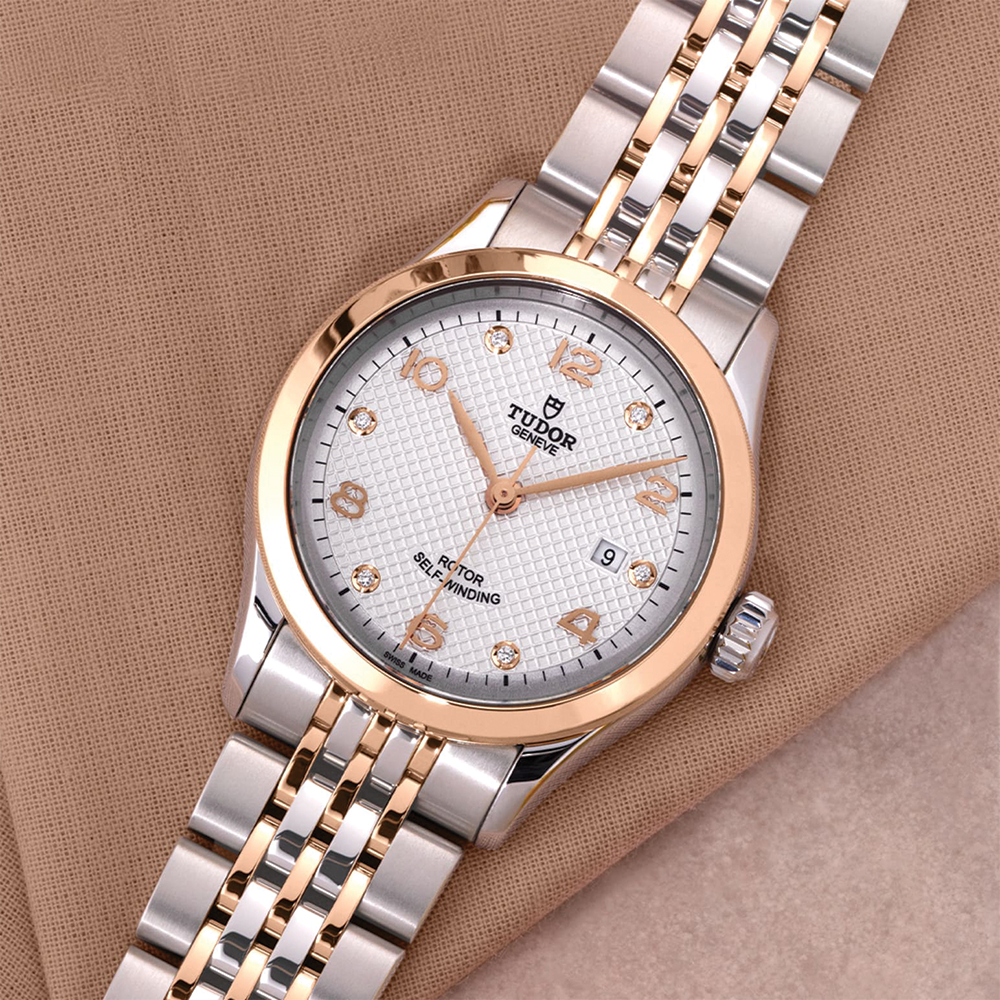 1926 Rose Gold Two-Tone 28mm - White, Diamond-Set on Bracelet