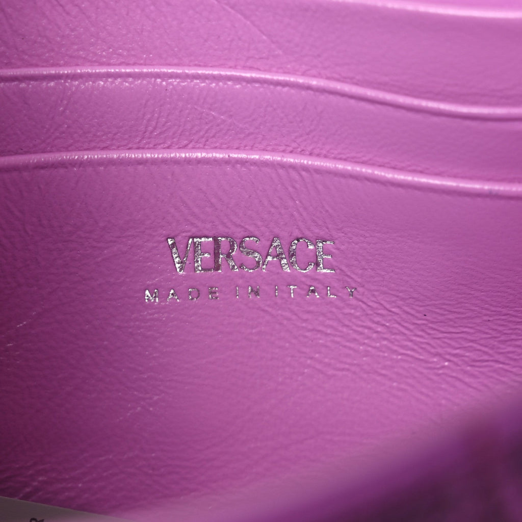 Satin Crystal Virtus Chain Clutch Purple