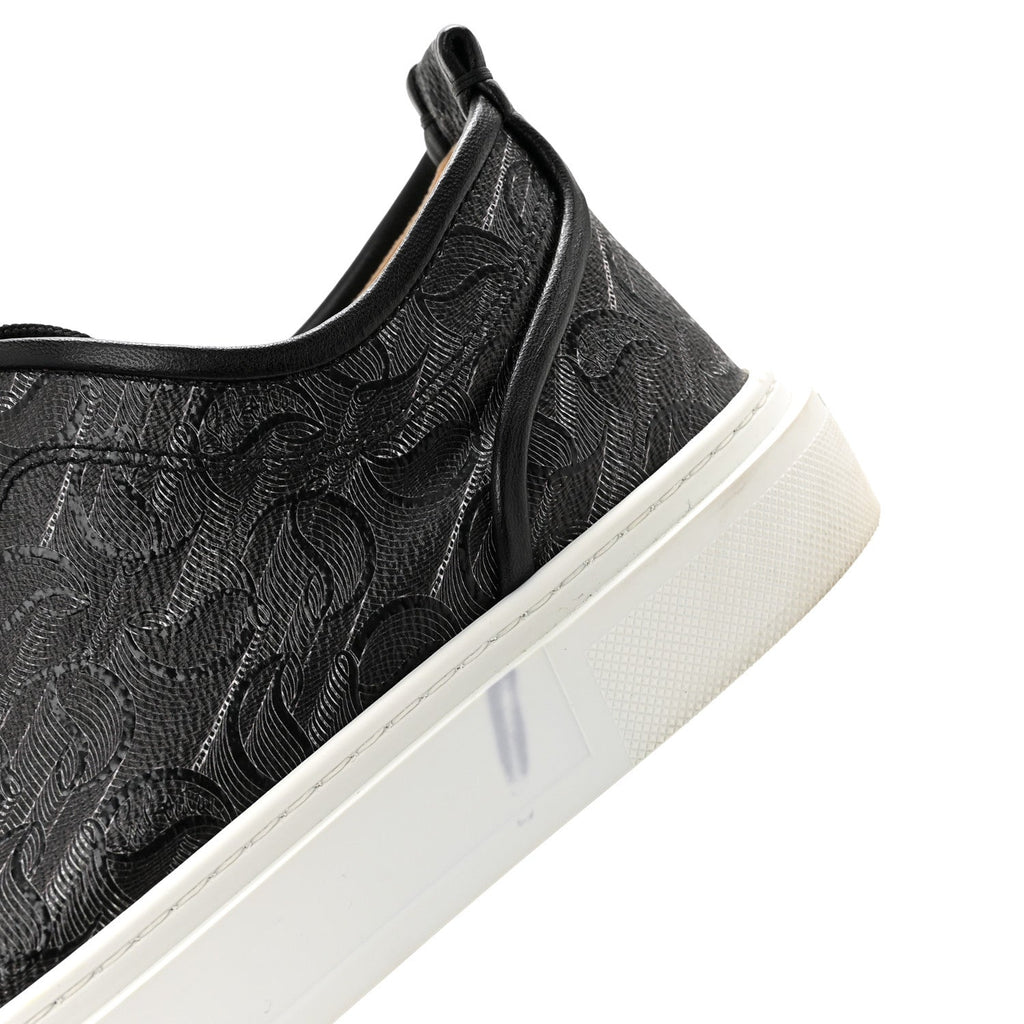 Toile Monogram Nappa Mens Adolon Junior Flat Sneakers 42 Black