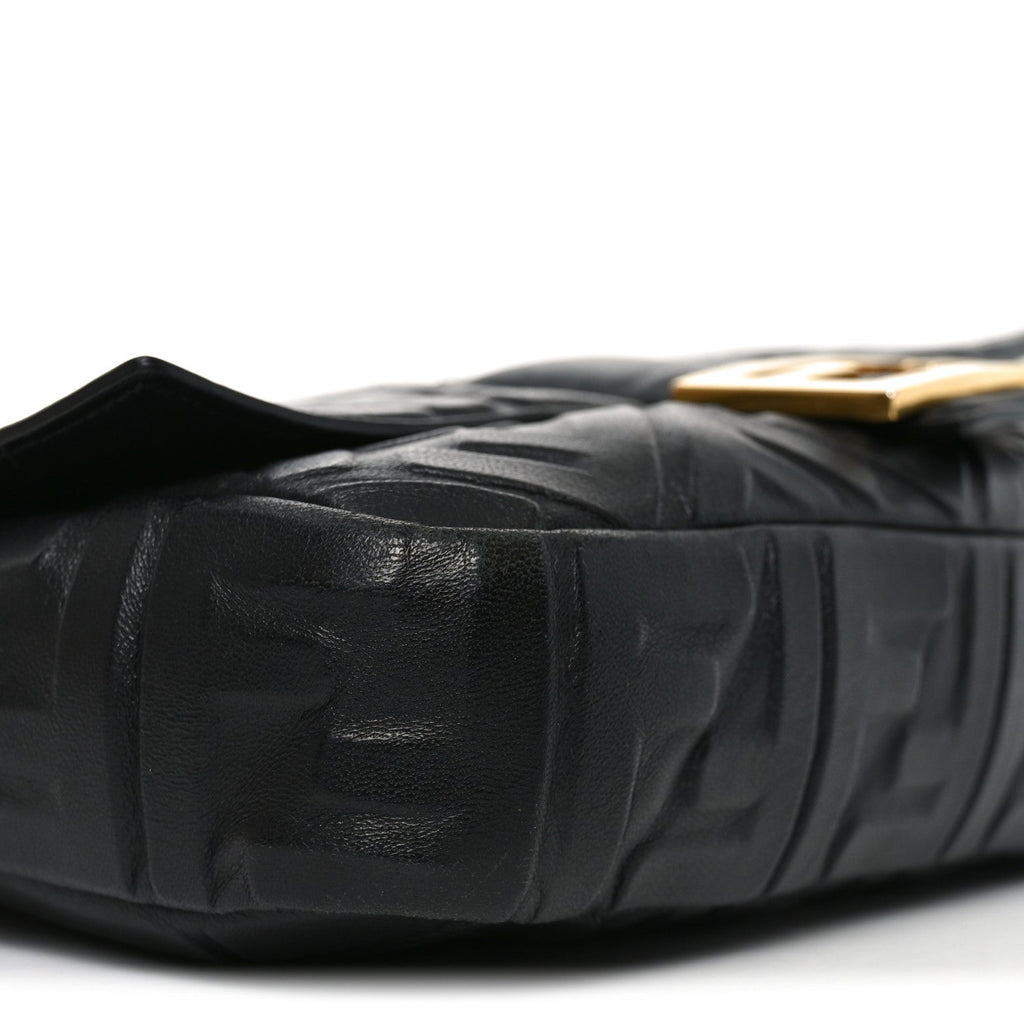 Nappa FF 1974 Embossed Large Baguette Black