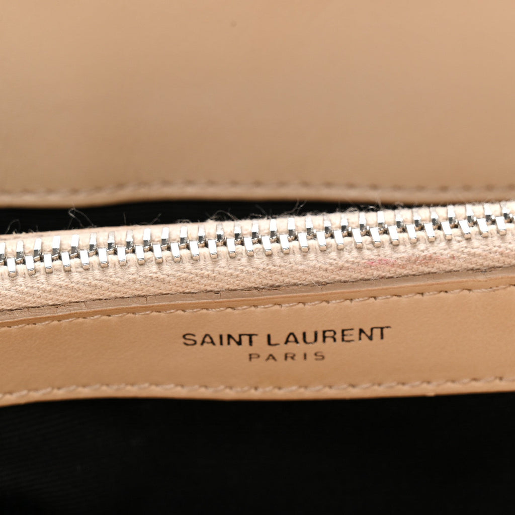 Calfskin Y Quilted Monogram Medium Loulou Chain Satchel Nude Powder