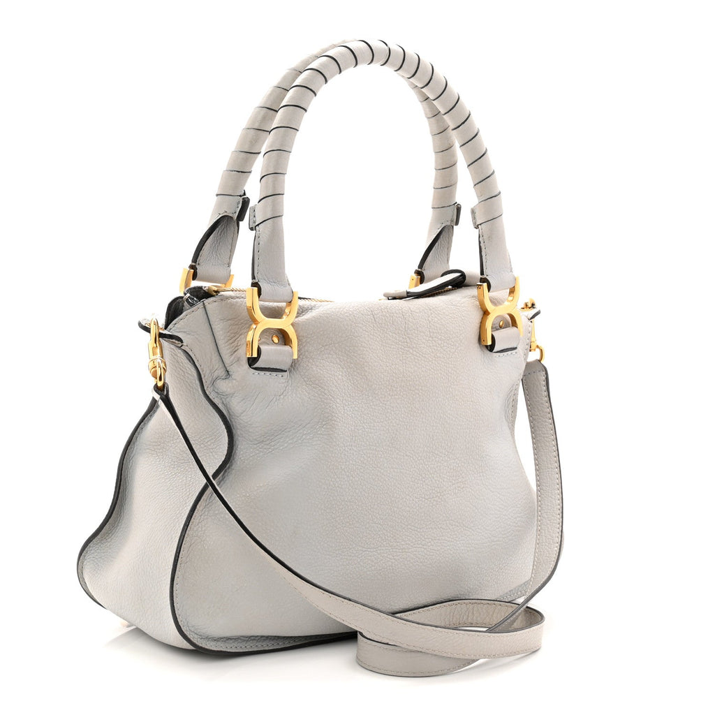 Calfskin Small Marcie Satchel Faded Blue