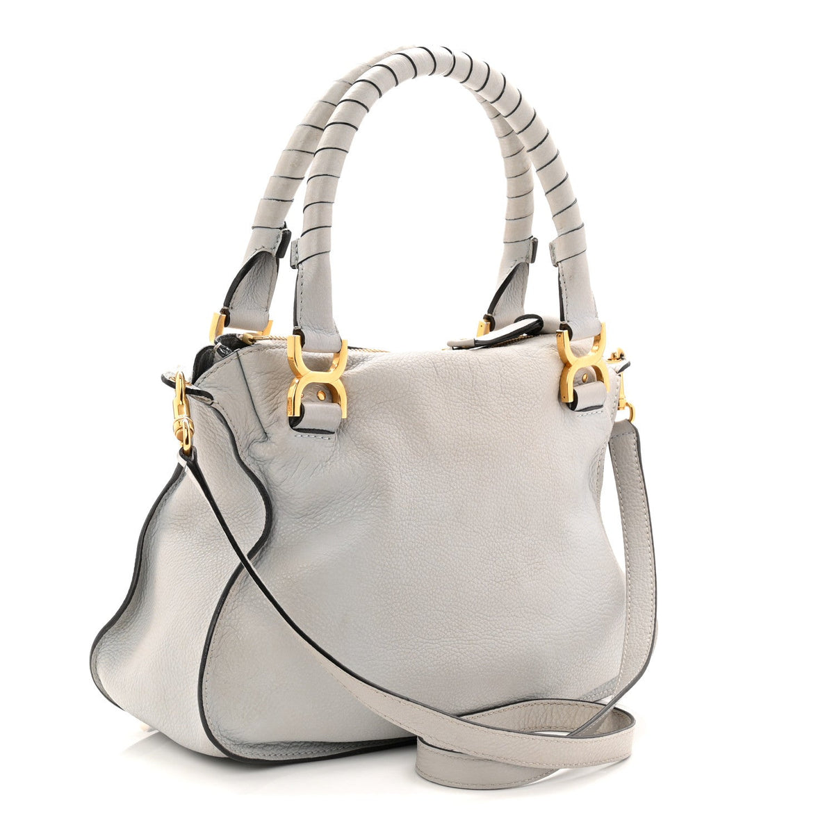 Calfskin Small Marcie Satchel Faded Blue