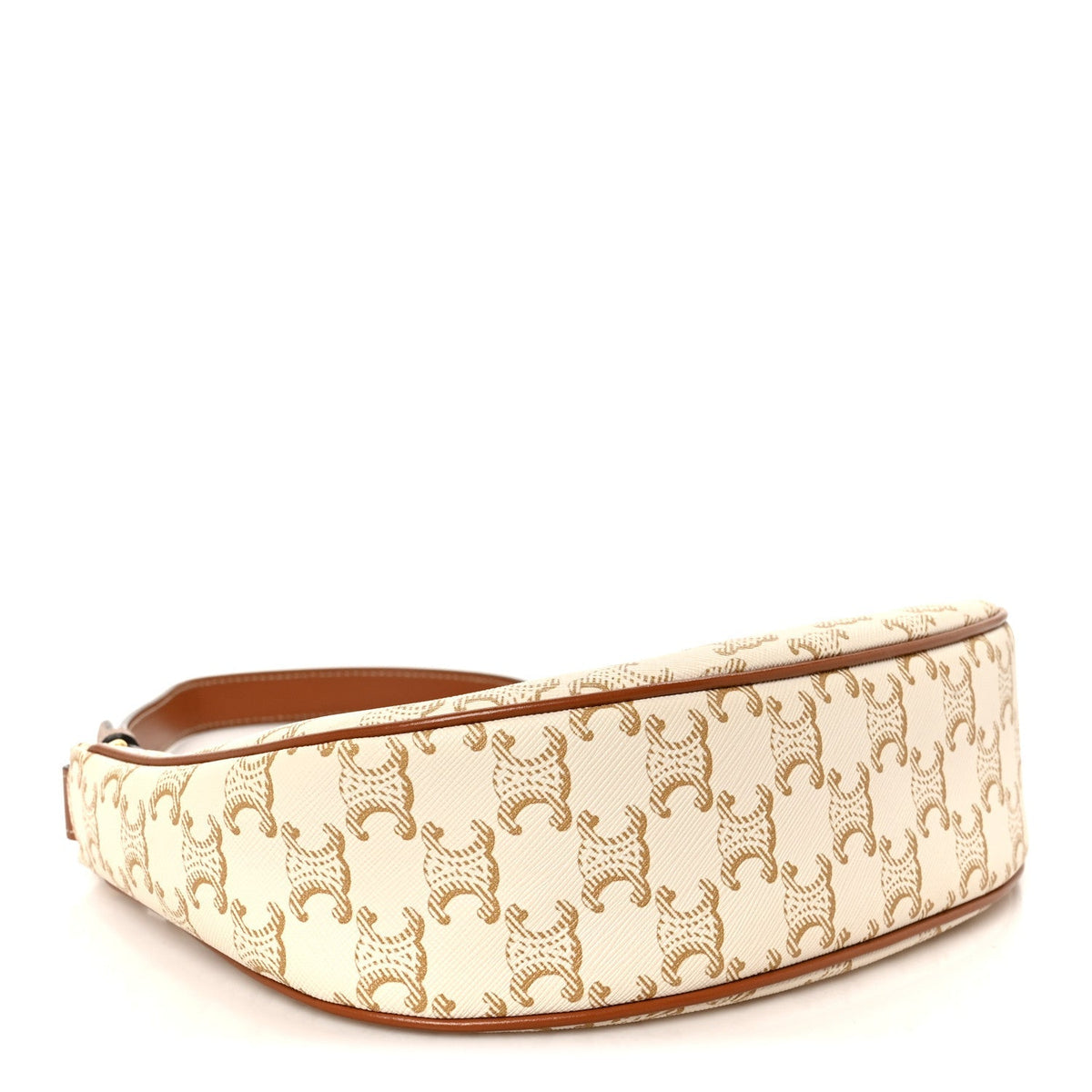 Canvas Calfskin Ava Triomphe Shoulder Bag White