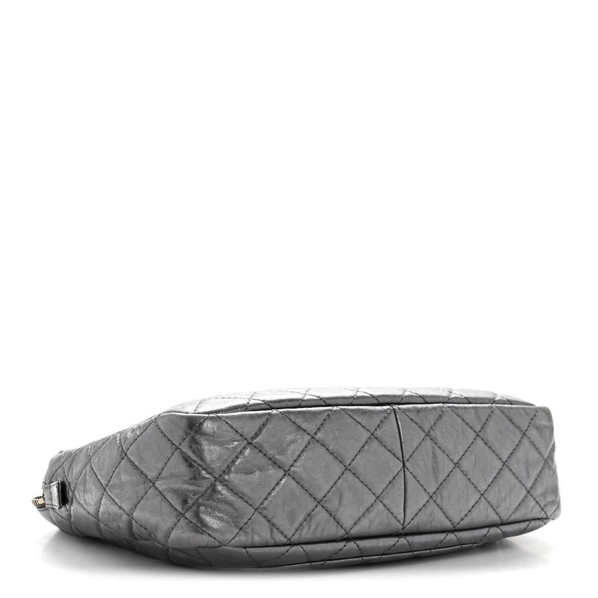 Metallic Aged Calfskin Quilted Large Reissue Camera Case Silver