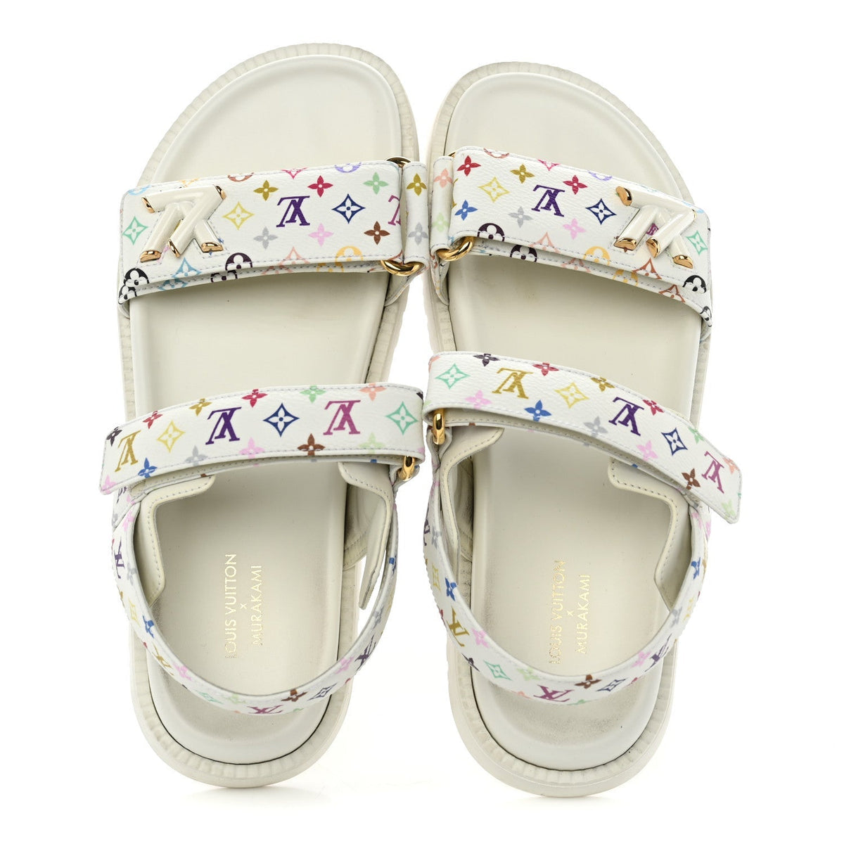 LV X TM Monogram Multicolor Sunset Flat Sandals 39 White