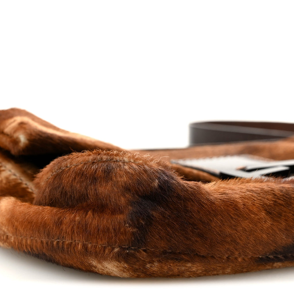 Calf Hair Zebra Print Baguette Brown
