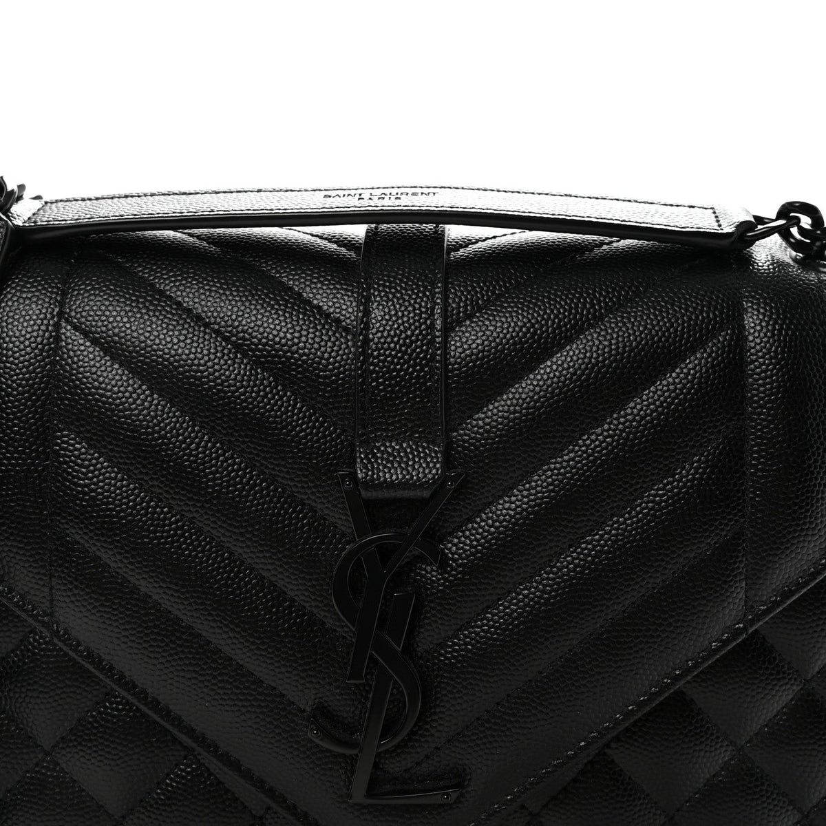 Grain De Poudre Textured Mixed Matelasse Triquilt Medium Monogram Monochrome Satchel Black