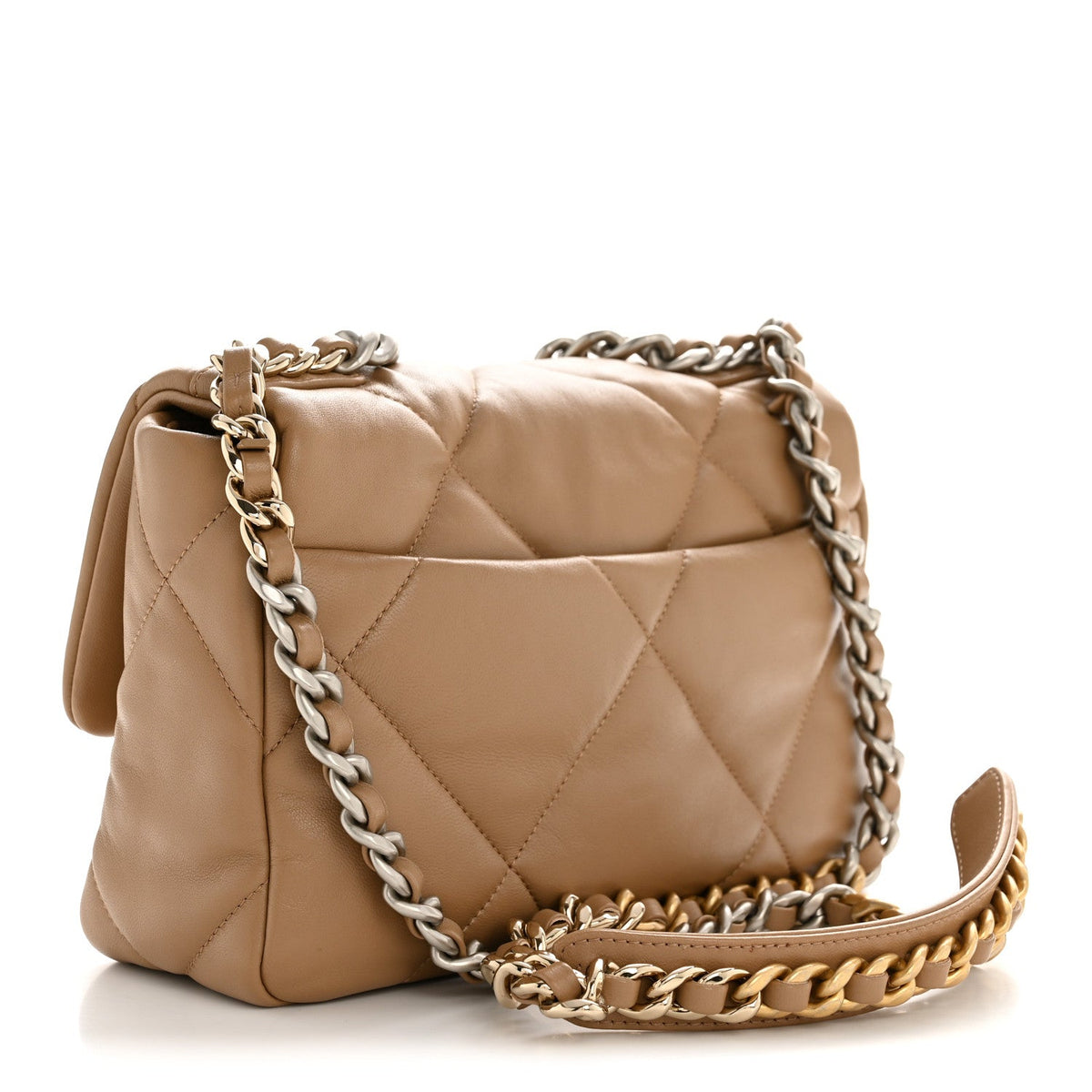 Lambskin Quilted Medium Chanel 19 Flap Beige