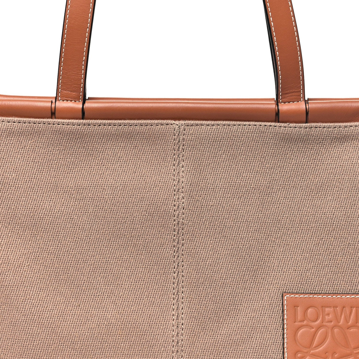 Canvas Calfskin Cushion Tote Taupe