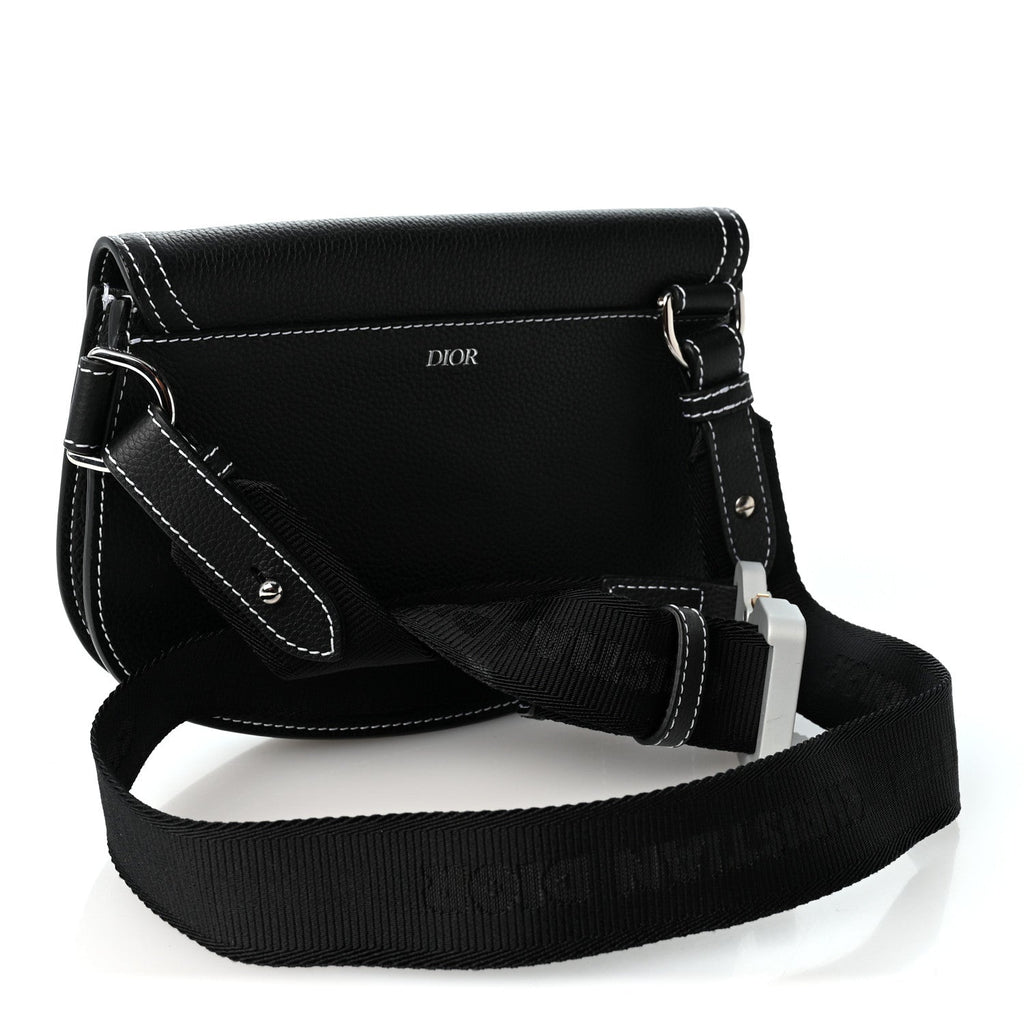 X KAWS Grained Calfskin Saddle Pouch Black