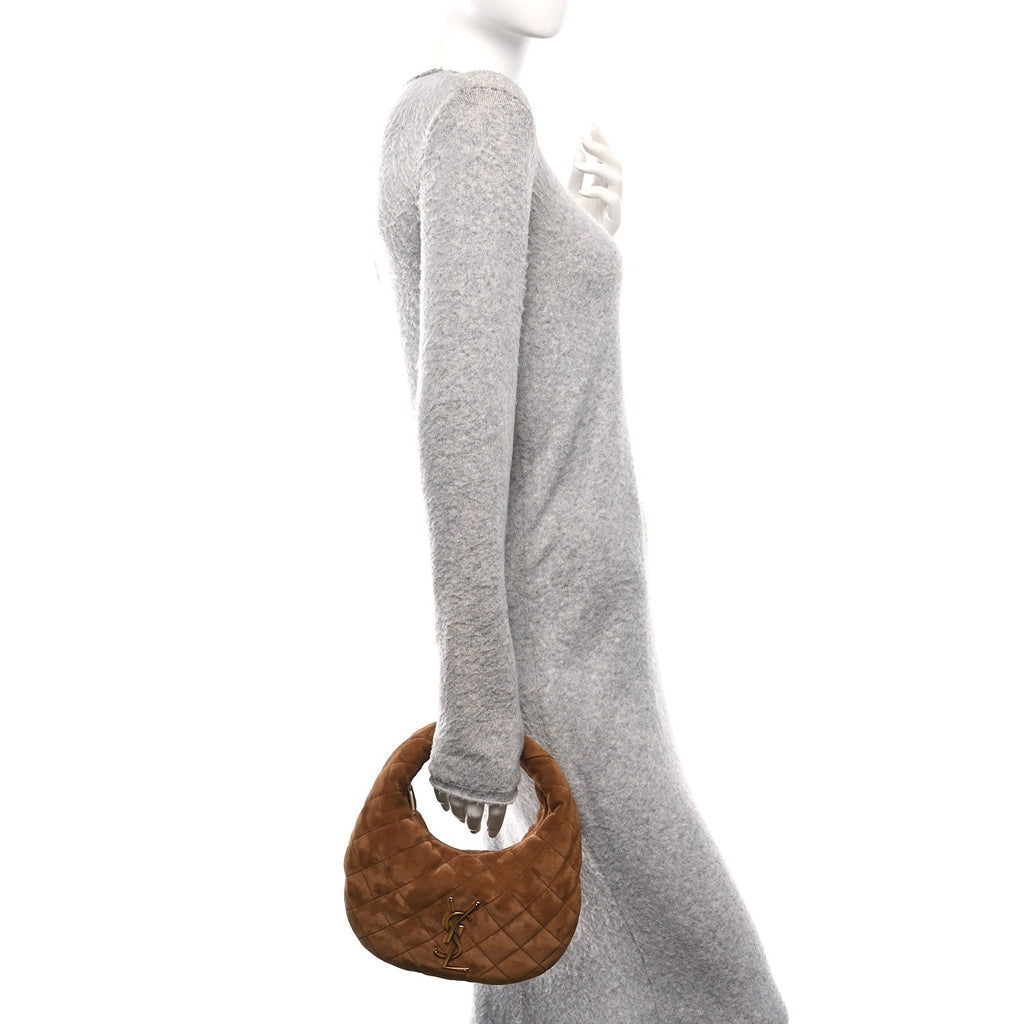 Suede Quilted Icarino Bag Cognac