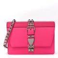 Saffiano City Calfskin Studded Large Elektra Shoulder Bag Fuchsia Black